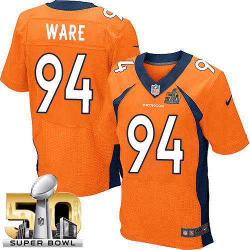 Men's Elite DeMarcus Ware Super Bowl L Nike Jersey Orange Home - #94 NFL Denver Broncos